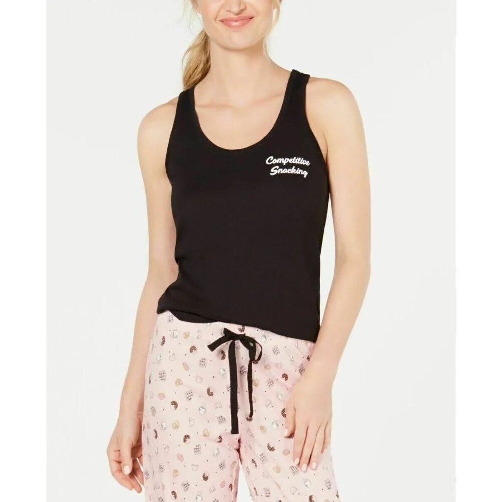Jenni Jennifer Moore Women's Small Black Competitive Snacking Sleep Tank Top NEW